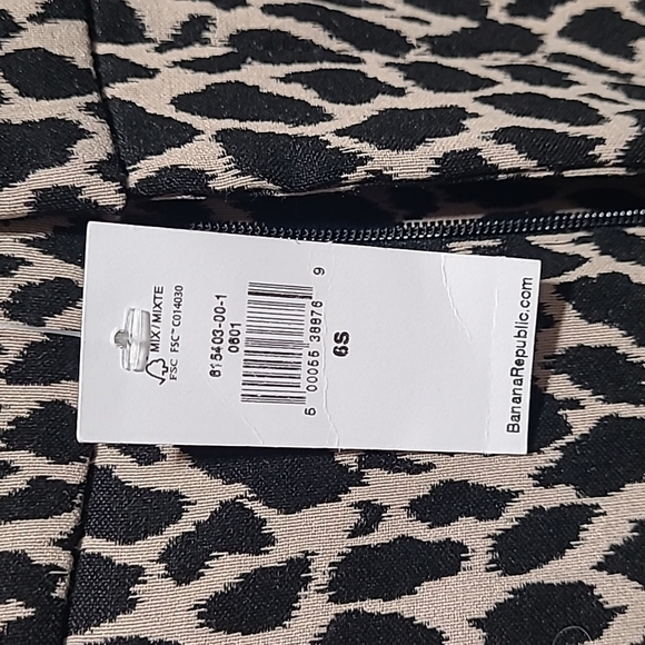 Banana Republic sz 6 short petite animal print tan black Sloan pants new WP39 - Picture 2 of 8